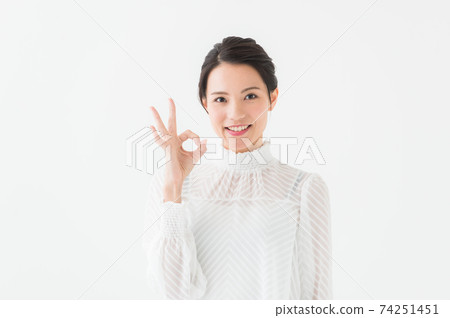 Female in her 20s portrait white background 74251451