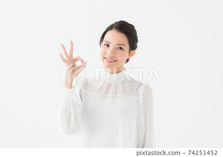 Female in her 20s portrait white background 74251452
