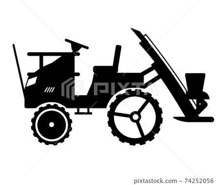 水稻插秧機農業機械黑白剪影 水稻插秧機農業機械黑白剪影 74252056
