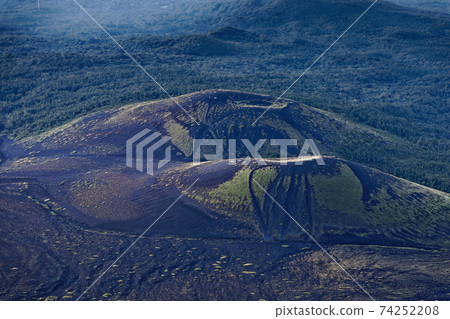 Twin mountains at dawn seen from Mt. Fuji and Mt. Hoei 74252208