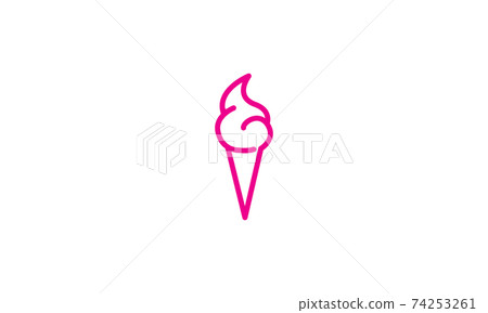 simple lines strawberry ice cream logo vector icon symbol design graphic illustration 74253261