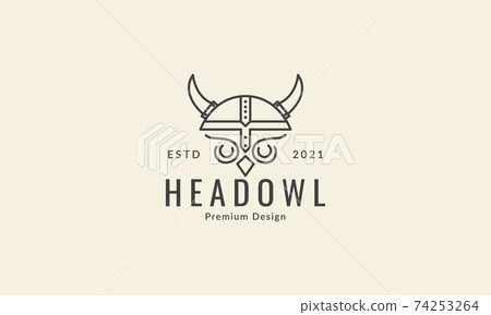 owl head with helmet lines logo vector icon symbol design graphic illustration 74253264