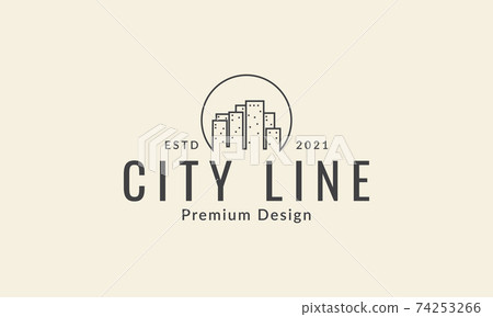 city building skyscraper lines circle logo vector icon symbol design graphic illustration 74253266