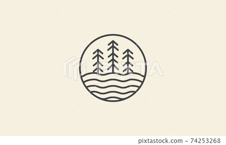 pine tree  with land circle logo vector icon symbol design graphic illustration 74253268