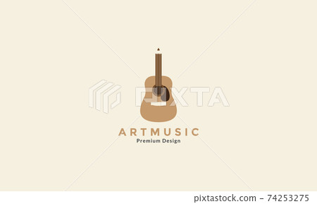 guitar music acoustic with pencil  logo vector icon symbol design graphic illustration 74253275