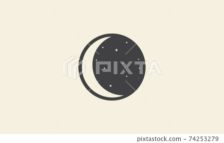 black night circle with crescent and star logo vector icon symbol design graphic illustration 74253279