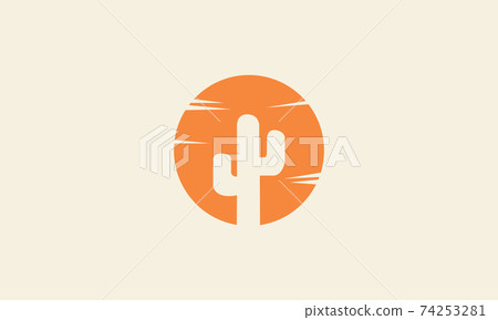 plant cactus with sunset circle logo vector icon symbol design graphic illustration plant cactus with sunset circle logo vector icon symbol design graphic illustration 74253281