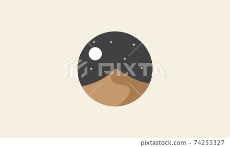 desert night with moon circle logo vector icon symbol design graphic illustration 74253327