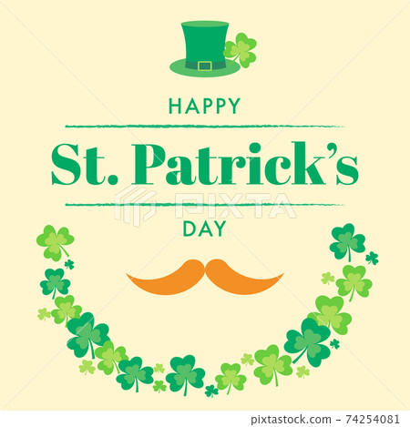 St. Patrick's Day card design, hat, beard, shamrock 74254081