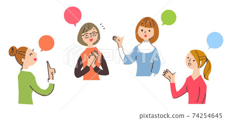 4 young women talking 74254645