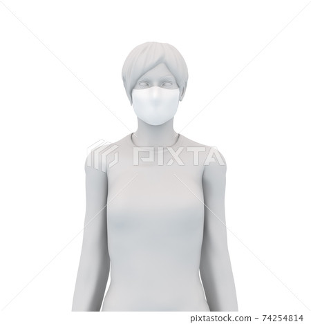 3D model of a woman in a white mask 74254814