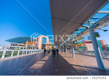 View of Kanagawa cityscape in Japan, such as in front of Ebina station (Vina Walk). Ebina Central Park in the back View of Kanagawa cityscape in Japan, such as in front of Ebina station (Vina Walk). Ebina Central Park in the back 74255241