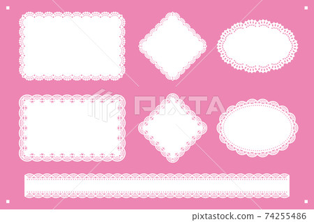 各種白色花邊圖案 74255486