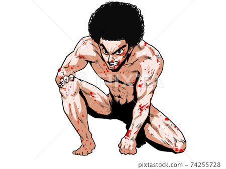 Naked with knees, nude, muscular man, succumbing, humiliation, guts, recovery, resurrection, rebirth, whole body, dogeza 74255728