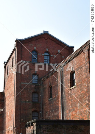Handa red block building in winter 74255999