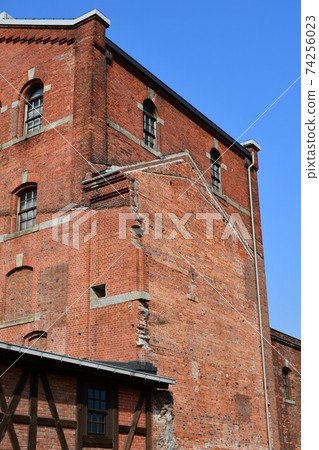 Handa red block building in winter 74256023
