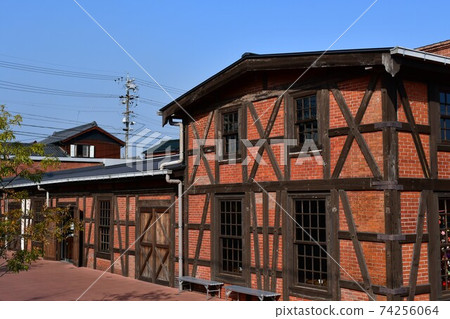 Handa red block building in winter Handa red block building in winter 74256064