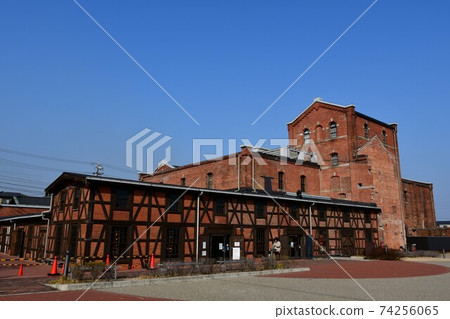 Handa red block building in winter Handa red block building in winter 74256065