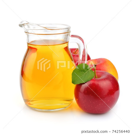 Apples juice with red apple on white backgrounds. Apples juice with red apple on white backgrounds. 74256440