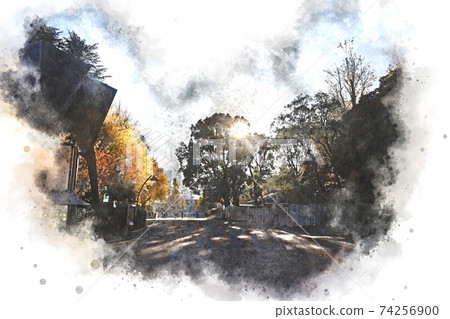 watercolor, landscape, painting 74256900