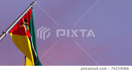 3d rendering of the national flag of the Mozambique 3d rendering of the national flag of the Mozambique 74259066