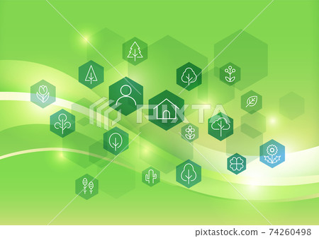 生態圖標和抽象背景。 74260498
