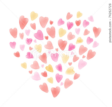 Watercolor heart pink - Stock Illustration [74262728] - PIXTA