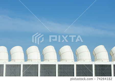 HVAC Air cooling tower outdoor large scale air conditioner chilling units at building rooftop 74264182