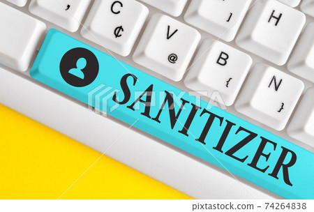 Text sign showing Sanitizer. Conceptual photo Text sign showing Sanitizer. Conceptual photo 74264838