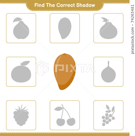 Find the correct shadow. Find and match the correct shadow of Zapote. Educational children game, printable worksheet, vector illustration 74265481