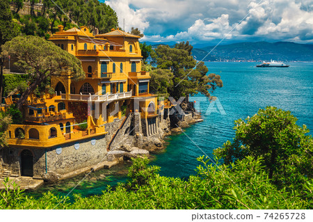 Luxury seaside villa with amazing view, Portofino resort, Liguria, Italy Luxury seaside villa with amazing view, Portofino resort, Liguria, Italy 74265728
