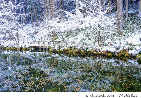 冬季內宮神社雪莫奈池塘的絕妙景色 74265815