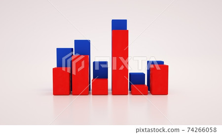 Growth graph, financial indicators, statistics. 3d illustration isolated on white background, graphic design elements. 74266058