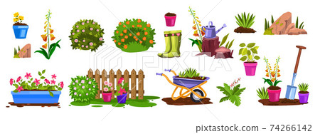 Spring garden equipment nature vector icon set... - Stock Illustration ...