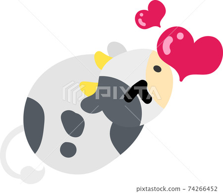 Illustration of a cow that looks like a stuffed animal in love Illustration of a cow that looks like a stuffed animal in love 74266452
