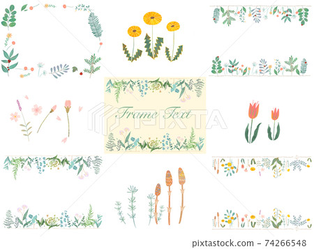 Cute plant frame illustration set vector material with fashionable flowers and leaves Cute plant frame illustration set vector material with fashionable flowers and leaves 74266548