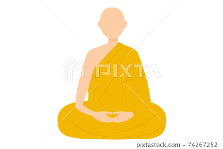 A monk wearing a bright robe and meditation 74267252