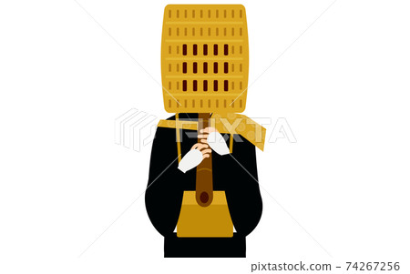 Komuso blowing the shakuhachi, upper body Komuso blowing the shakuhachi, upper body 74267256