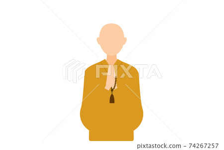A monk wearing beads and holding hands, upper body A monk wearing beads and holding hands, upper body 74267257