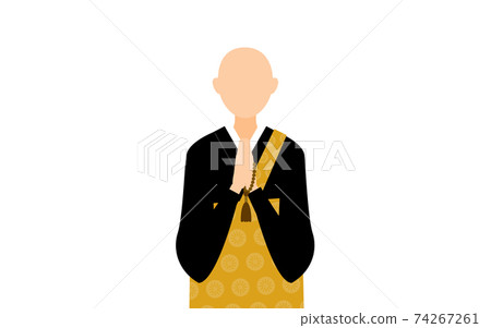 A monk wearing beads and holding hands, upper body A monk wearing beads and holding hands, upper body 74267261