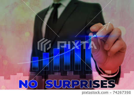 Conceptual hand writing showing No Surprises 74267398