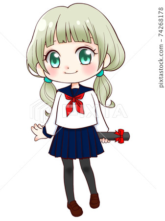 在畢業典禮上穿著水手服的女孩1 74268178