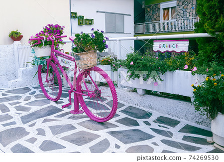 Colorful bicycles on the street Colorful bicycles on the street 74269530
