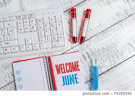 Text sign showing Welcome June. Conceptual photo Text sign showing Welcome June. Conceptual photo 74269580