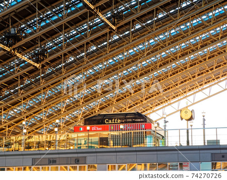 JR Osaka Station at dusk Cafe and roof in space-time open space JR Osaka Station at dusk Cafe and roof in space-time open space 74270726