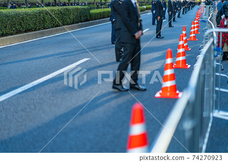 Celebration Ceremony, Her Majesty the Emperor, Her Majesty the Empress, Parade, Police, Security, Barricade, Roadside, Crowded People 74270923