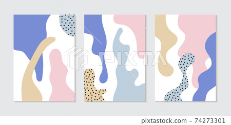 Set of brochure template abstract organic shapes pastel color with dot pattern on white background. Set of brochure template abstract organic shapes pastel color with dot pattern on white background. 74273301