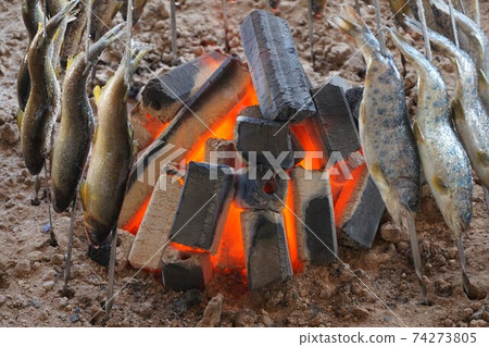 Ayu Yamame salt grilled skewers charcoal grilled river fish Ayu Yamame salt grilled skewers charcoal grilled river fish 74273805