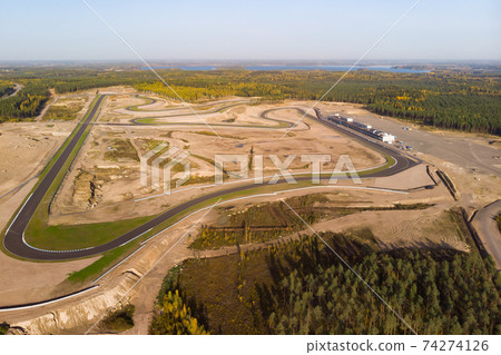 Aerial view of the race track in Finland Aerial view of the race track in Finland 74274126
