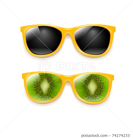 Summer Sunglasses Set Isolated White Background 74274233